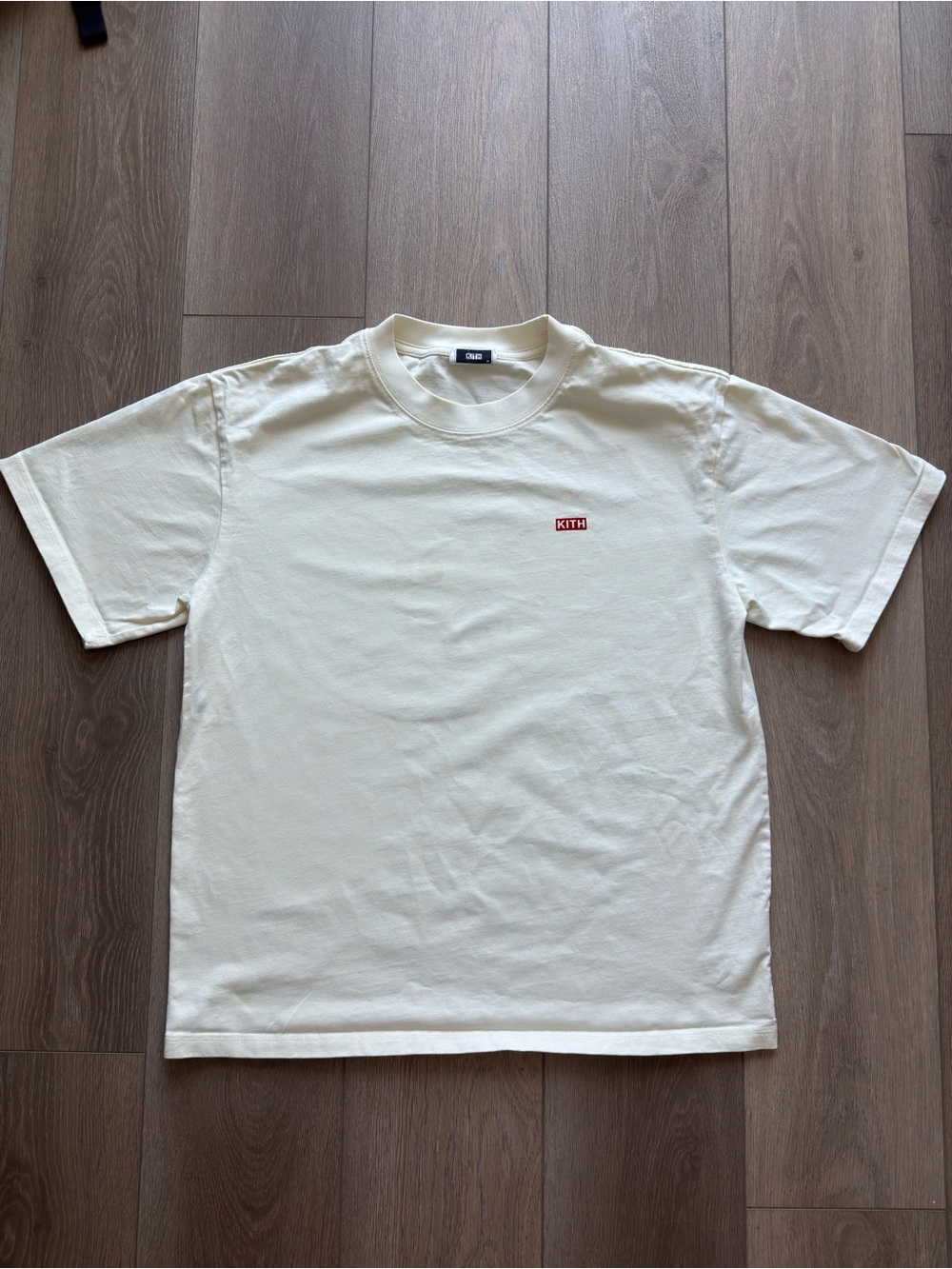 Kith Cream Short Sleeve Tee with Small Red Logo Patch